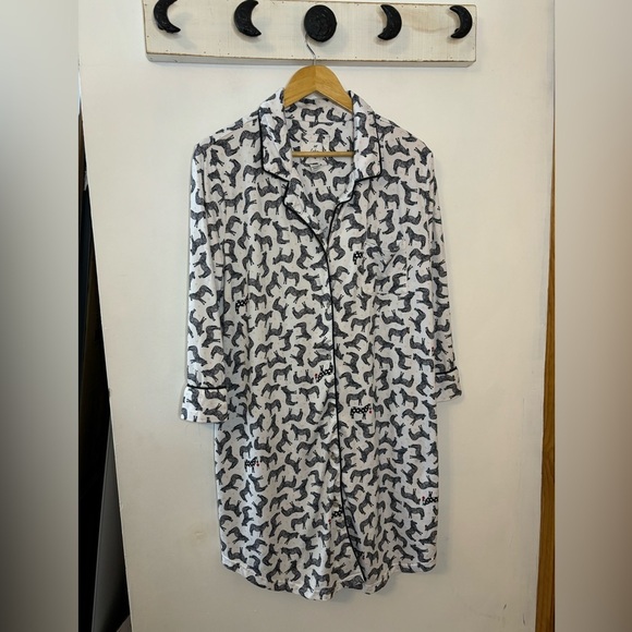 Echo Sleepwear Zebra Pattern Heart Sleep Shirt Dress - Picture 1 of 7